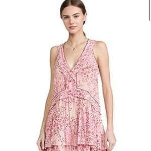 Poupette St. Barth Mae Mini Dress in Pink Bouquet, Size Small